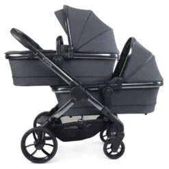 ICandy Peach 7 Twin Pushchair Travel System Bundle With Maxi-Cosi Cabriofix ISize Car Seat & Base - Dark Grey -Baby Products Store icandy peach 7 twin pushchair dark grey 2 1