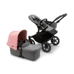 Bugaboo Donkey 5 Mono Pushchair - Morning Pink Canopy -Baby Products Store large jpg 100003005 donkey5 black gm canopy morning pink combi 2 2