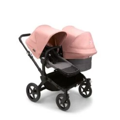 Bugaboo Donkey 5 Duo Pushchair - Morning Pink Canopy -Baby Products Store large jpg 100003005 donkey5 duo black gm canopy morning pink 1