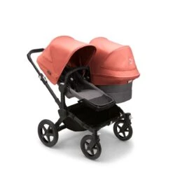 Bugaboo Donkey 5 Duo Pushchair - Sunrise Red Canopy -Baby Products Store large jpg 100003006 donkey5 duo black gm canopy sunrise red 1