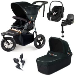 Out 'n' About Nipper V5 Single Travel System With Maxi-Cosi Pebble 360 PRO + Rotating Base - Forest Black