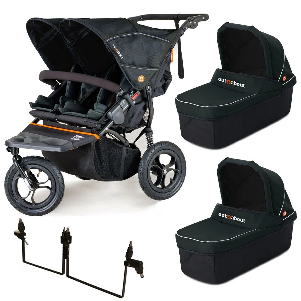 Out N About Nipper V5 Double Pushchair + Two Carrycots - Forest Black 3 Out N About Nipper V5 Double Pushchair + Two Carrycots - Forest Black