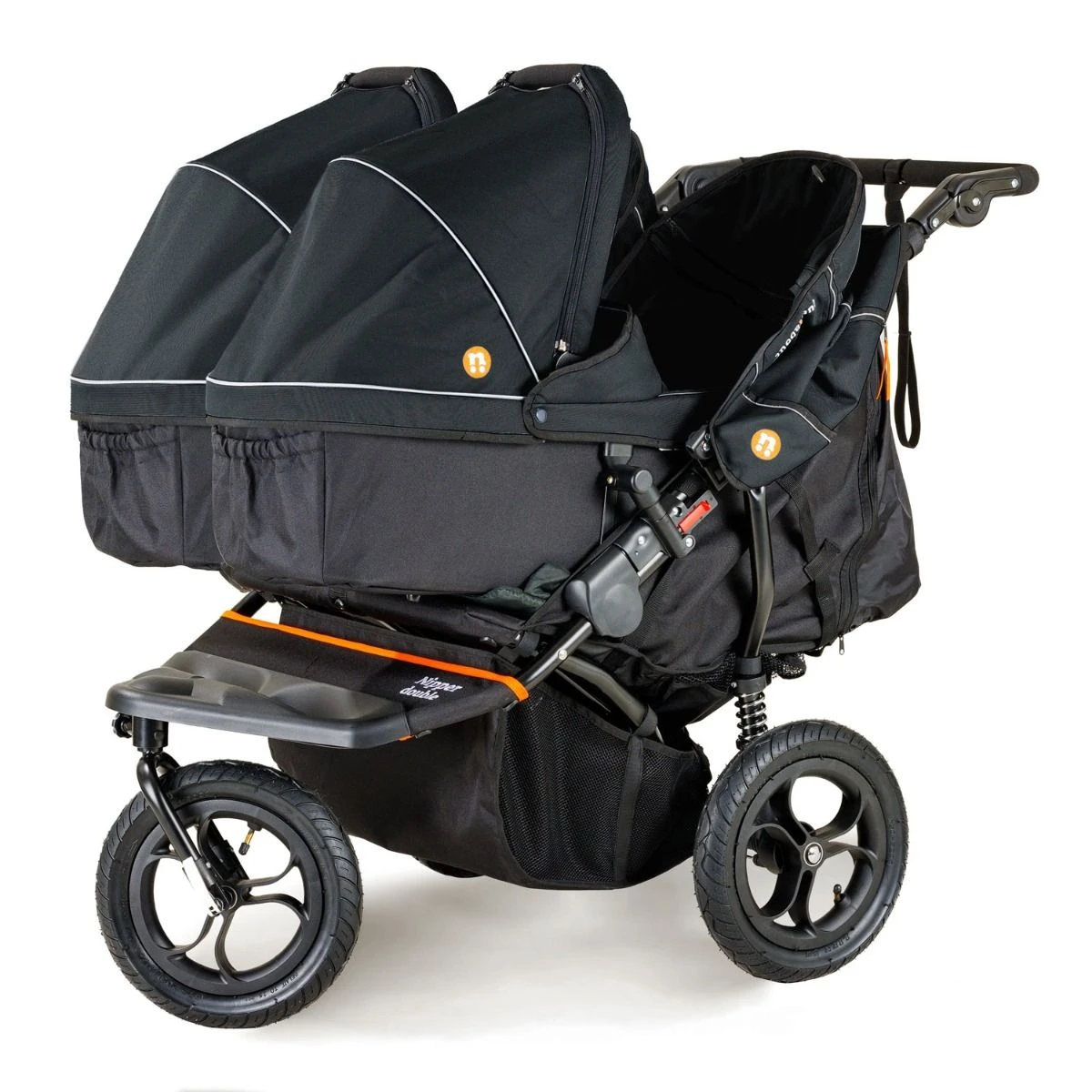 Out N About Nipper V5 Double Pushchair + Two Carrycots - Forest Black 4 Out N About Nipper V5 Double Pushchair + Two Carrycots - Forest Black - Image 2