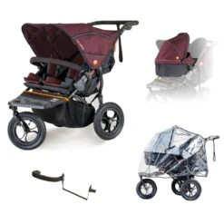 Out N About Nipper V5 Double Newborn And Toddler Starter Bundle - Brambleberry Red
