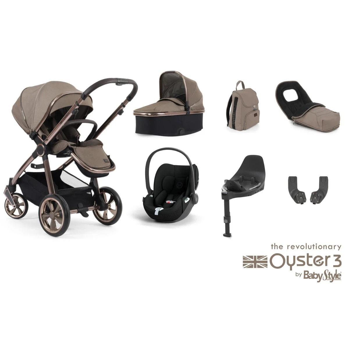 BabyStyle Oyster 3 Luxury 7 Piece Cybex Cloud T Bundle - Mink 3 BabyStyle Oyster 3 Luxury 7 Piece Cybex Cloud T Bundle - Mink