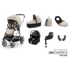 BabyStyle Oyster 3 Luxury 7 Piece Maxi-Cosi Pebble 360 PRO Bundle - Creme Brulee