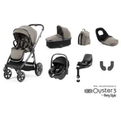 BabyStyle Oyster 3 Luxury 7 Piece Maxi-Cosi Pebble 360 Bundle - Stone