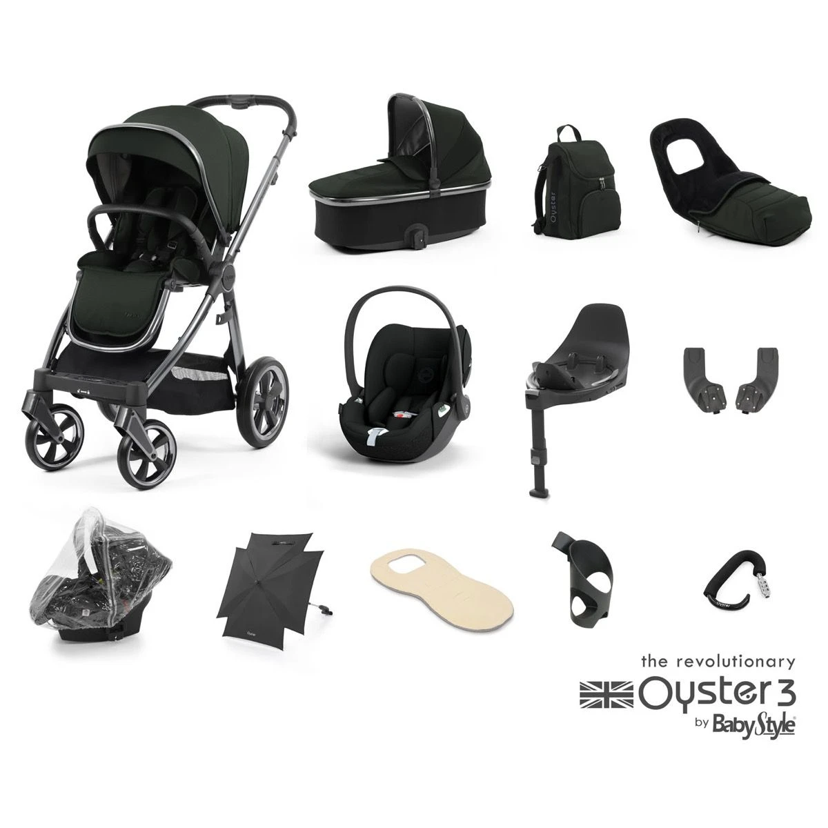 BabyStyle Oyster 3 Ultimate 12 Piece Cybex Cloud T Bundle - Black Olive 3 BabyStyle Oyster 3 Ultimate 12 Piece Cybex Cloud T Bundle - Black Olive