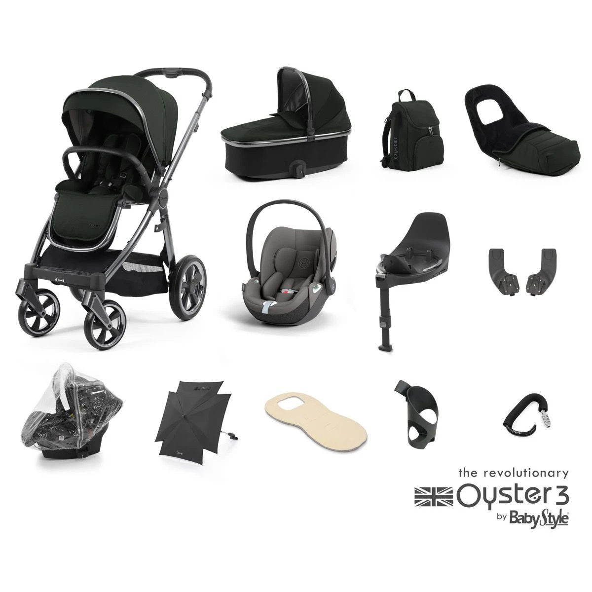 BabyStyle Oyster 3 Ultimate 12 Piece Cybex Cloud T Bundle - Black Olive 4 BabyStyle Oyster 3 Ultimate 12 Piece Cybex Cloud T Bundle - Black Olive - Image 2