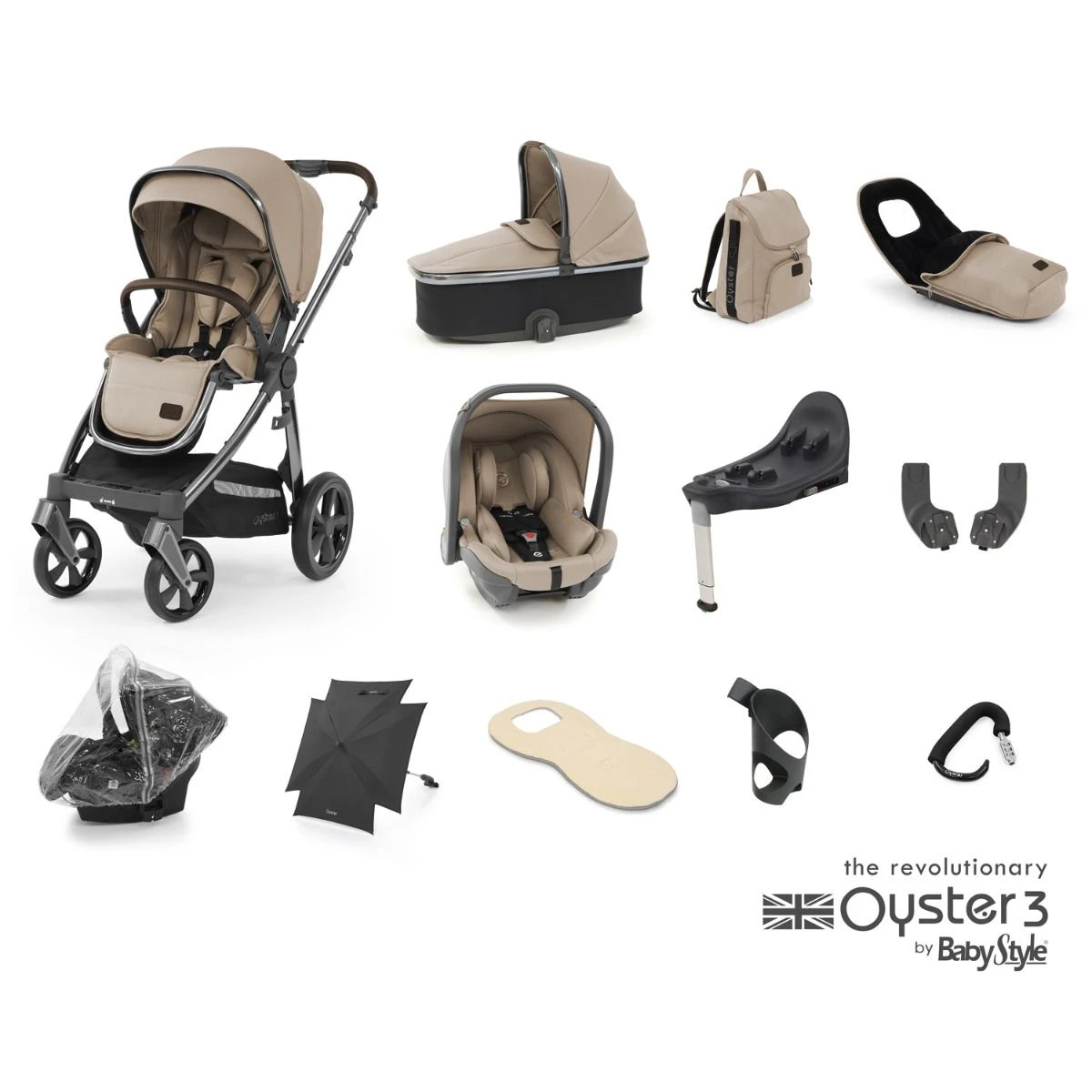 BabyStyle Oyster 3 Ultimate 12 Piece Maxi-Cosi Pebble 360 Bundle - Butterscotch 3 BabyStyle Oyster 3 Ultimate 12 Piece Maxi-Cosi Pebble 360 Bundle - Butterscotch