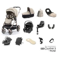BabyStyle Oyster 3 Ultimate 12 Piece Maxi-Cosi Pebble 360 Bundle - Creme Brulee