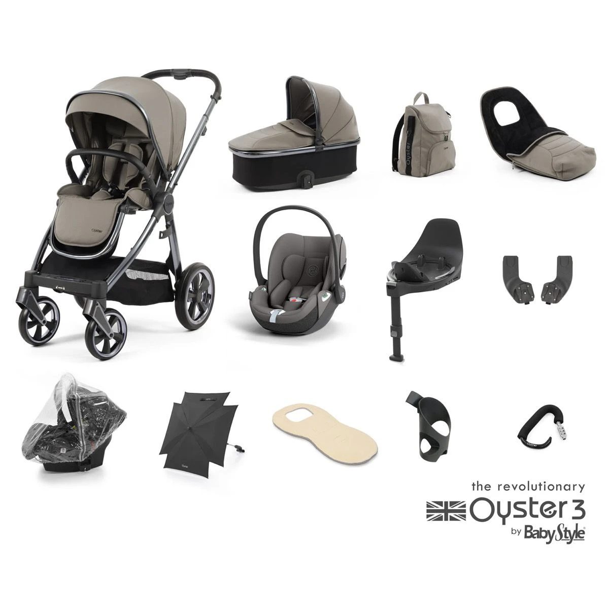 BabyStyle Oyster 3 Ultimate 12 Piece Cybex Cloud T Bundle - Stone 4 BabyStyle Oyster 3 Ultimate 12 Piece Cybex Cloud T Bundle - Stone - Image 2