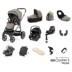 BabyStyle Oyster 3 Ultimate 12 Piece Maxi-Cosi Pebble 360 Bundle - Stone