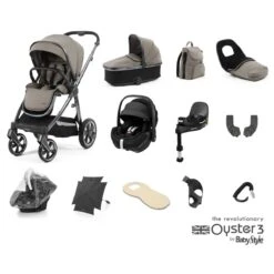 BabyStyle Oyster 3 Ultimate 12 Piece Maxi-Cosi Pebble 360 PRO Bundle - Stone