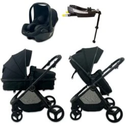 Red Kite Push Me Pulsar 3 In 1 Travel System + IDock Isofix Base - Black