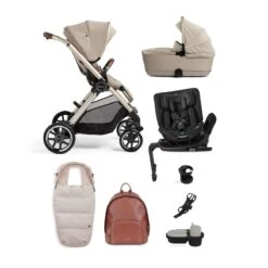 Silver Cross Reef + First Bed Folding Carrycot + Ultimate Pack - Motion All Size - Stone