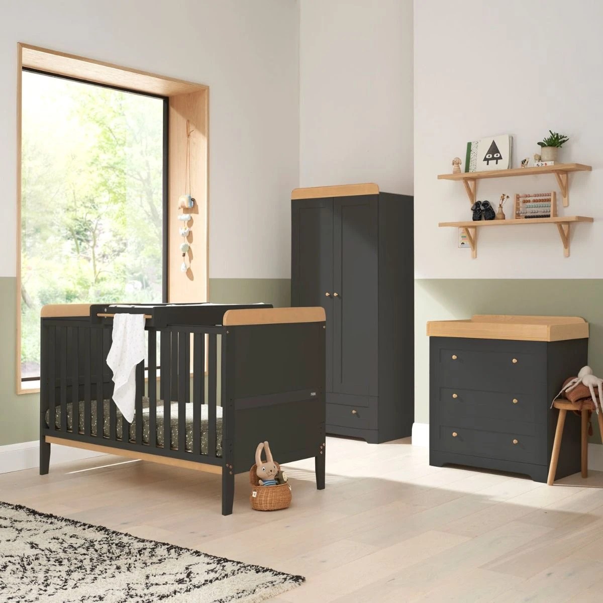 Tutti Bambini Rio 3pc Room Set - Slate/Oak 3 Tutti Bambini Rio 3pc Room Set - Slate/Oak