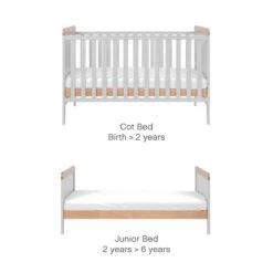Tutti Bambini Rio Cot Bed With Cot Top Changer & Mattress - Dove Grey/Oak -Baby Products Store rio cb dove grey oak 4
