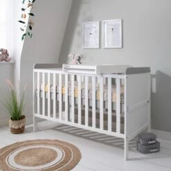 Tutti Bambini Rio Cot Bed With Cot Top Changer & Mattress - White/Dove Grey -Baby Products Store rio cb white dove grey 1