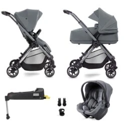 Silver Cross Dune + Compact Folding Carrycot + Travel Pack - Glacier