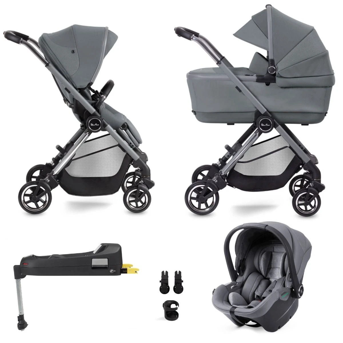 Silver Cross Dune + First Bed Folding Carrycot + Travel Pack - Glacier 3 Silver Cross Dune + First Bed Folding Carrycot + Travel Pack - Glacier