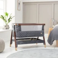 Tutti Bambini CoZee Luxe Bedside Crib - Walnut/Slate