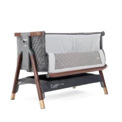 Tutti Bambini CoZee Luxe Bedside Crib - Walnut/Slate -Baby Products Store tutti bambini cozee luxe bedside crib walnut slate 2