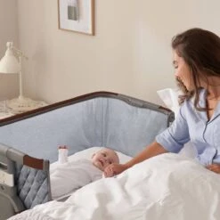 Tutti Bambini CoZee Luxe Bedside Crib - Walnut/Slate -Baby Products Store tutti bambini cozee luxe bedside crib walnut slate 8