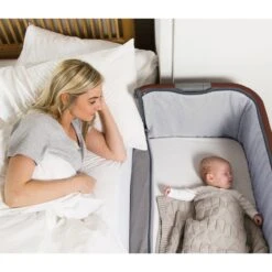 Tutti Bambini CoZee Luxe Bedside Crib - Walnut/Slate -Baby Products Store tutti bambini cozee luxe bedside crib walnut slate 9