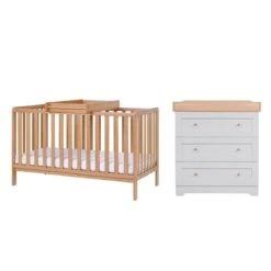 Tutti Bambini Malmo Cot Bed & Rio Furniture 3pc Set - Dove Grey/Oak -Baby Products Store tutti bambini malmo 2 piece room set oak dove grey 2 1