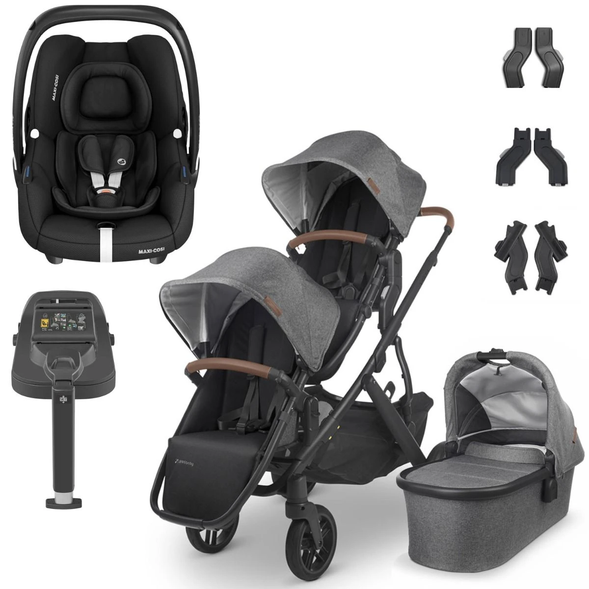 UPPAbaby VISTA V2 Double Maxi-Cosi Cabriofix I-Size Travel System - Greyson 3 UPPAbaby VISTA V2 Double Maxi-Cosi Cabriofix I-Size Travel System - Greyson