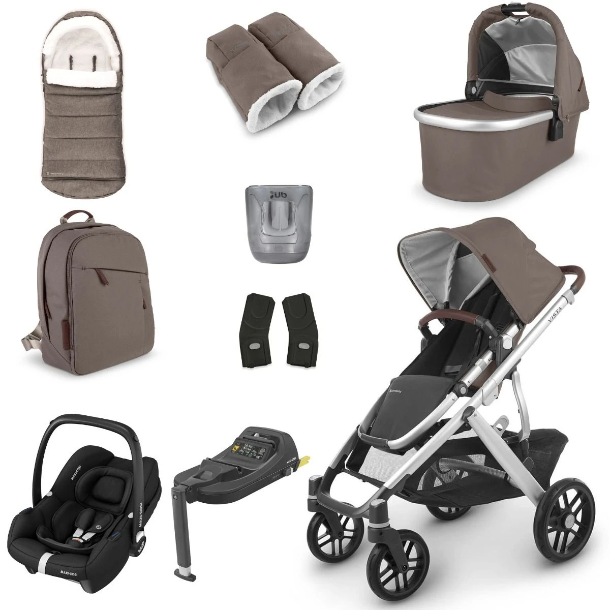 UPPAbaby VISTA V2 Luxury Travel System With Maxi-Cosi CabrioFix ISize - Theo 3 UPPAbaby VISTA V2 Luxury Travel System With Maxi-Cosi CabrioFix ISize - Theo