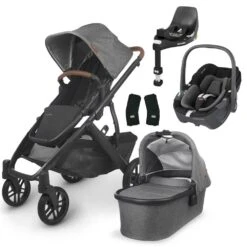 UPPAbaby VISTA V2 Travel System With Maxi-Cosi Pebble 360 + Rotating IsoFix Base - Greyson