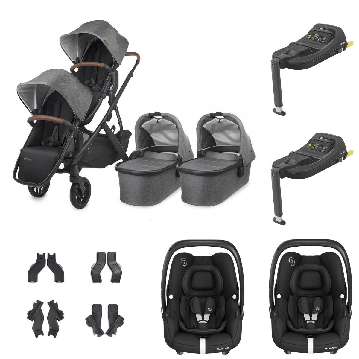 UPPAbaby VISTA V2 Twin Maxi-Cosi Cabriofix I-Size Travel System - Greyson 3 UPPAbaby VISTA V2 Twin Maxi-Cosi Cabriofix I-Size Travel System - Greyson