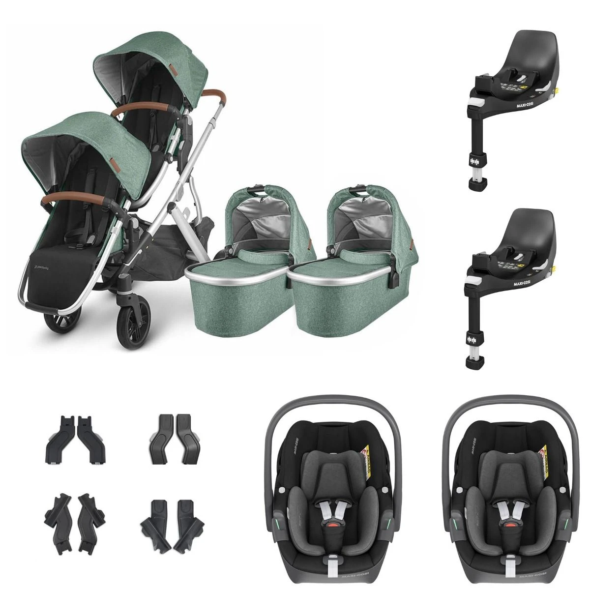 UPPAbaby VISTA V2 Twin Maxi-Cosi Pebble 360 Travel System - Emmett 3 UPPAbaby VISTA V2 Twin Maxi-Cosi Pebble 360 Travel System - Emmett