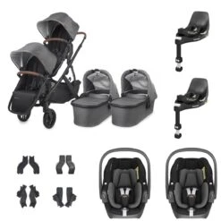 UPPAbaby VISTA V2 Twin Maxi-Cosi Pebble 360 Travel System - Greyson