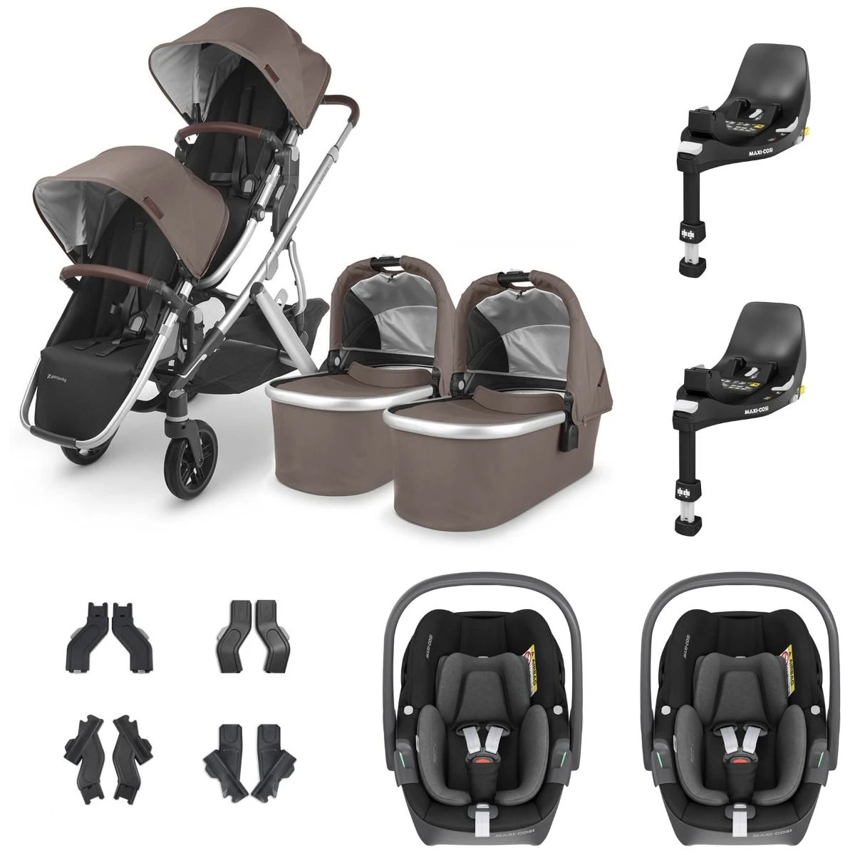 UPPAbaby VISTA V2 Twin Maxi-Cosi Pebble 360 Travel System - Theo 3 UPPAbaby VISTA V2 Twin Maxi-Cosi Pebble 360 Travel System - Theo