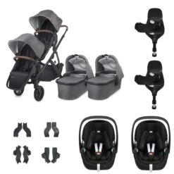 UPPAbaby VISTA V2 Twin Maxi-Cosi Pebble 360 PRO Travel System - Greyson