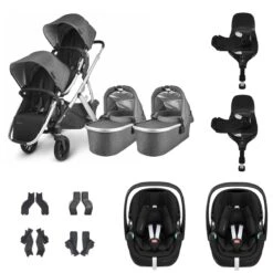 UPPAbaby VISTA V2 Twin Maxi-Cosi Pebble 360 PRO Travel System - Jordan