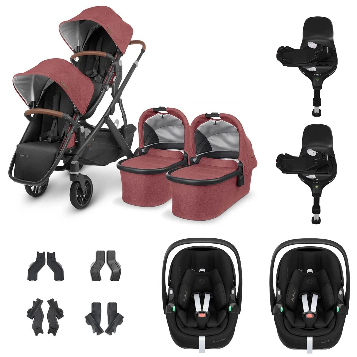 UPPAbaby VISTA V2 Twin Maxi-Cosi Pebble 360 PRO Travel System - Lucy 3 UPPAbaby VISTA V2 Twin Maxi-Cosi Pebble 360 PRO Travel System - Lucy