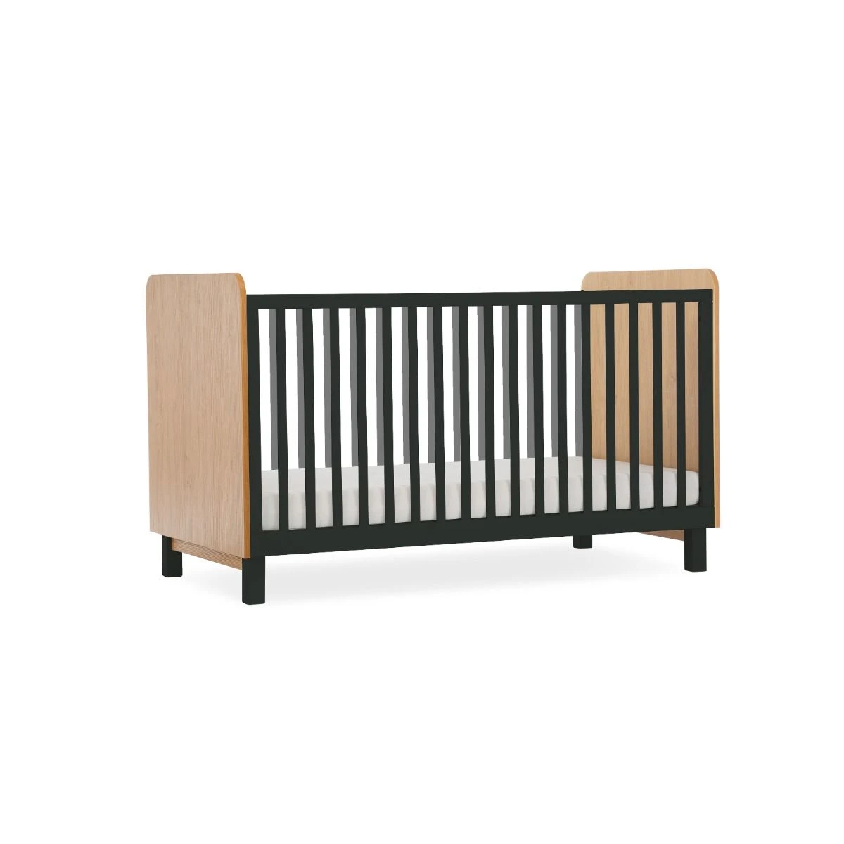 CuddleCo Rafi Cot Bed - Oak And Black 6 CuddleCo Rafi Cot Bed - Oak And Black - Image 4